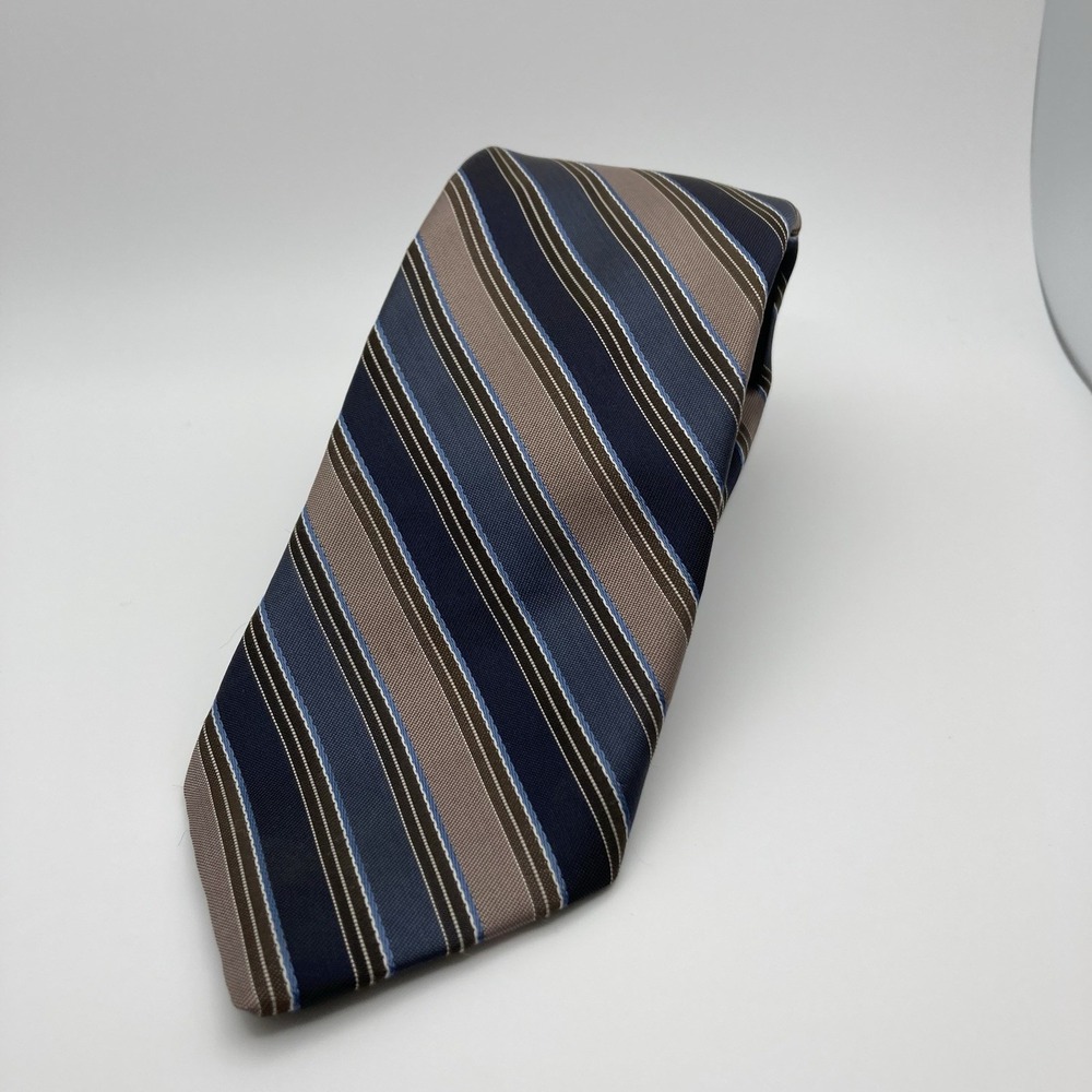 Ketch Vintage Brown/Blue Stripped Polyester Skinny Neck Tie